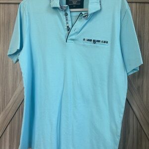 Visconti Black,  Light Blue Men's Polo Shirt size Large